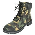 thumbnail image 1 of Forever Women Ankle Army Combat Boots Lace Up Work Style Booties BROADWAY-3 Green Camouflage 11, 1 of 5