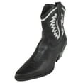 thumbnail image 1 of Forever Women Ankle Western Boots Stacked Block Heels Stitched Cowgirl Cowboy Booties Pointed Toe Side Zipper CEREEK-02 Black 8, 1 of 3