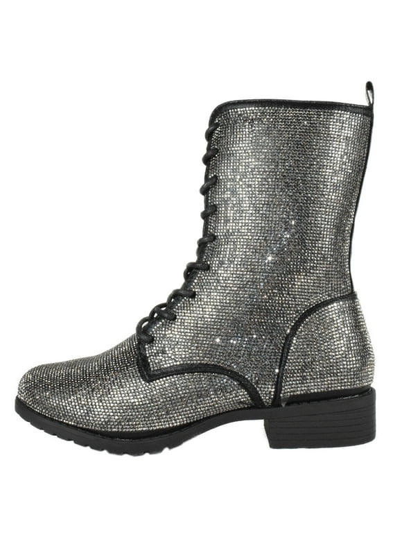 express combat boots with rhinestones