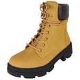 thumbnail image 1 of Forever Women Combat Army Style Boots Side Zipper Lace Up Lug Sole Cherry-16 Beige Camel 7.5, 1 of 4