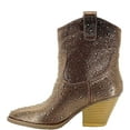 thumbnail image 1 of Forever Women Cowgirl Cowboy Western Ankle Boots Pointy Toe Rhinestone Bling Short Booties RIVER-01 Brown Bronze 7.5, 1 of 3