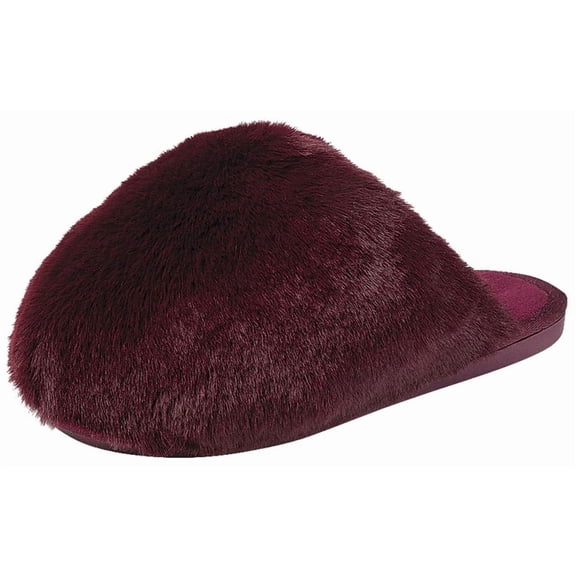 Forever Women Faux Fur Slip-On Cozy Slippers Extra Fluffy Soft Plush Furry Mules Warm Comfy Winter Home Slippers RECAP-36 Wine Burgundy Red 10
