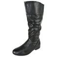thumbnail image 1 of Forever Women Flat Heel Slouchy Mid-Calf Basic Light Weight Boots Side Zipper Hidden Elastic Opening GENTLE-61 Black PU 5.5, 1 of 4