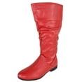 thumbnail image 1 of Forever Women Flat Heel Slouchy Mid-Calf Basic Light Weight Boots Side Zipper Hidden Elastic Opening GENTLE-61 Hot Red PU 5, 1 of 4
