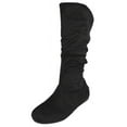 thumbnail image 1 of Forever Women Flat Heel Slouchy Mid-Calf Basic Light Weight Boots Side Zipper SELENA-23 Black Suede 9, 1 of 4