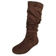 thumbnail image 1 of Forever Women Flat Heel Slouchy Mid-Calf Basic Light Weight Boots Side Zipper SELENA-23 Dark Brown Suede 10, 1 of 4