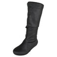 thumbnail image 1 of Forever Women Flat Heel Slouchy Mid-Calf Basic Light Weight Boots Side Zipper SELENA-24 Black PU 9, 1 of 4