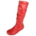 thumbnail image 1 of Forever Women Flat Heel Slouchy Mid-Calf Basic Light Weight Boots Side Zipper SELENA-24 Hot Red PU 8, 1 of 3