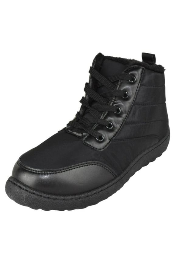 Women Shoe Ankle Winter Boots Warm Fur Insoles Lace Up Water Snow Resistant Booties COUPLE-84 Black 6