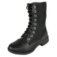 thumbnail image 1 of Forever Women Shoes Combat Army Style Boots Lace Up Side Zipper Booties Black Leather / Suede 8.5, 1 of 4