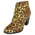 thumbnail image 1 of Forever Women Stacked Chunky Thick High Heels Ankle Boots Lace Up Booties JILLY-3 Suede Camel Leopard Cheetah Print 8.5, 1 of 4