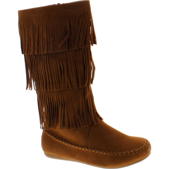 Forever Womens Candice-48 Fashion Layered Fringe Boots, Tan, 9