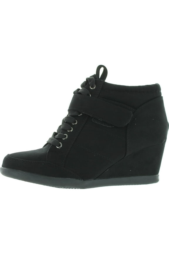 Forever Womens Peggy-51 Women's Hot Fashion Lace Up Wedge Sneakers Casual shoes, Black, 9