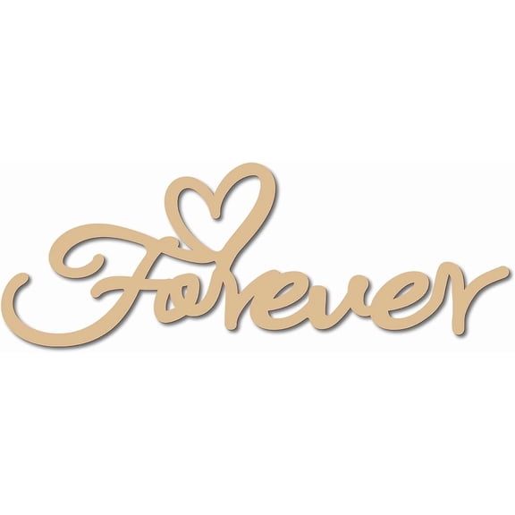 Forever Wooden Letters Cutout Signs Heart Laser Cut Wood Sign Art Words Basswood Decor Unfinished Hanging DIY