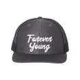 thumbnail image 1 of Forever Young, Bob Dylan Hat, Forever Young Hat, Trucker Hat, Baseball Cap, Bob Dylan Lover, Charcoal/Black, 1 of 1