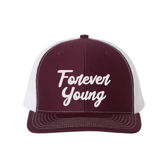 Forever Young, Bob Dylan Hat, Forever Young Hat, Trucker Hat, Baseball Cap, Bob Dylan Lover, Maroon/White