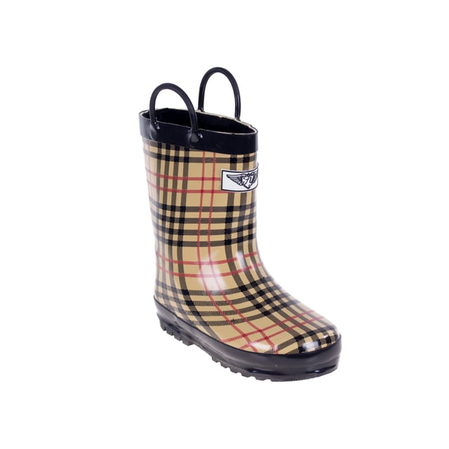 Forever Young Kids Rain Boots, Rubber Pull Up, Mid-calf, Zebra Print, Sizes 11-3
