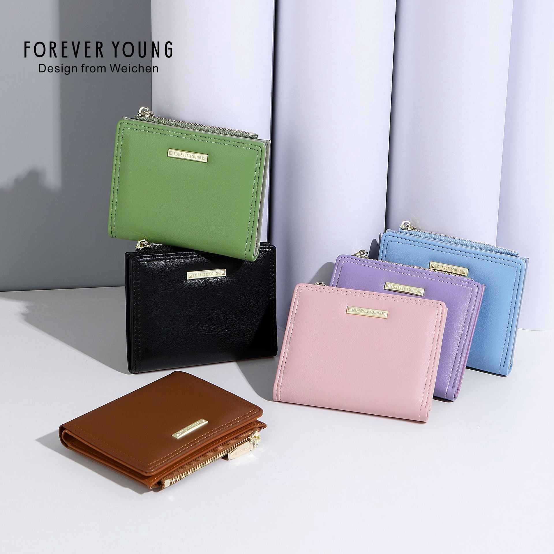 Forever Young Short Double Fold Side Pull Wallet for Women's Minimalist ...