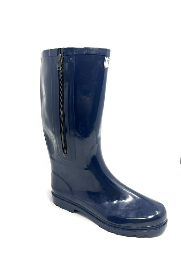 Solid Rubber Rain Boots with Side Zipper (Women's)