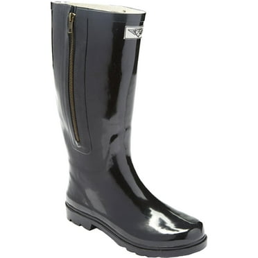Forever Young Women's Solid Tall Side Mock Zipper Rain Boot - Walmart.com