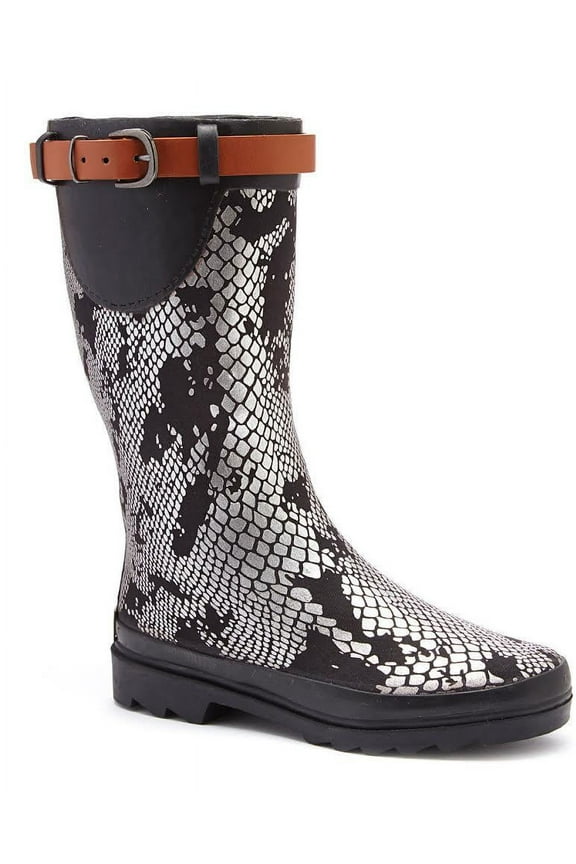 Women’s Forever Young Mid-Calf Rain Boots – Waterproof Rubber Boots with Adjustable Side Buckle – Durable Non-Slip Sole for Wet Weather, Gardening, Outdoor Work, and Everyday Wear