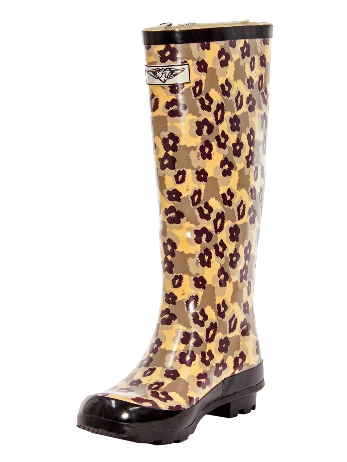 Forever Young Ladies Leopard Printed Tall Waterproof Rubber Rain