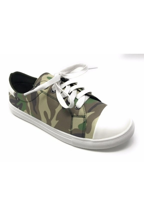 Women's Camouflage With Solid White Tipping Lace up Sneakers