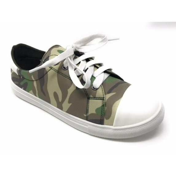 Forever Young Women's Camouflage With Solid White Tipping Lace up Sneakers