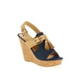 thumbnail image 1 of Forever Young Women's Denim Embellishment Wedges with Contrast Straps, Buckles and Tassels, 1 of 6