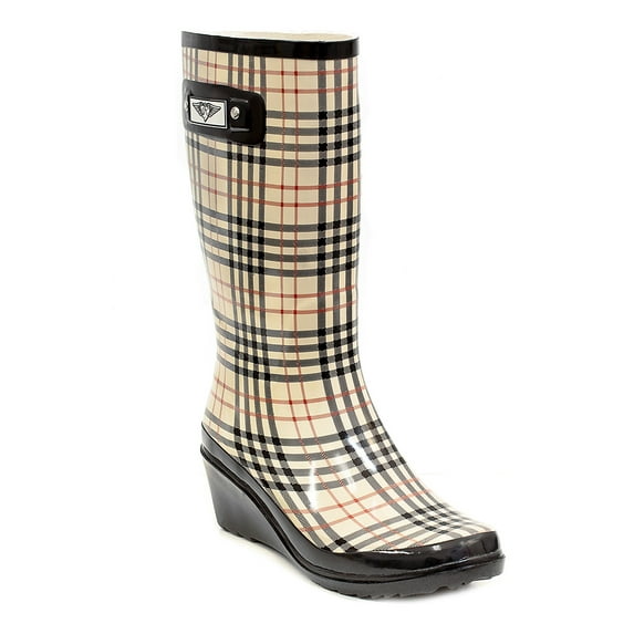 Forever Young Women's Fashion Two Tone Tall Shaft Rain Boots