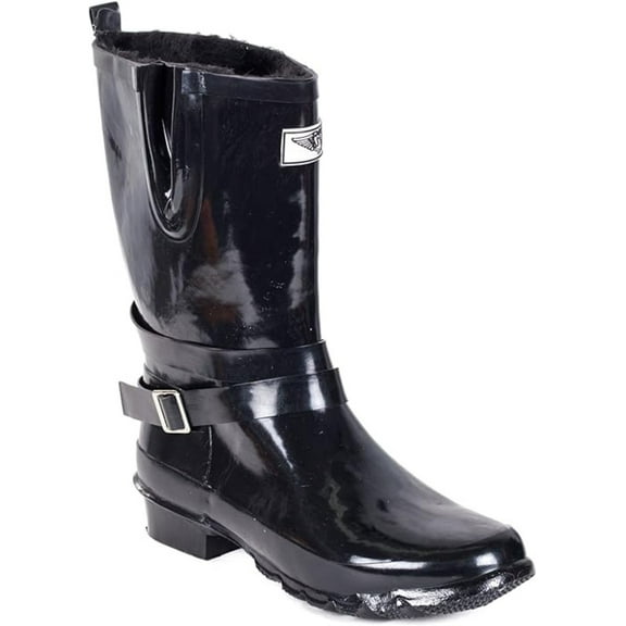 Forever Young Women's Faux Fur Lining Short Rain Boot