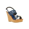 thumbnail image 1 of Forever Young Women's Faux Leather Wedges With Pearls Embellishments and Embossed Strap, 1 of 6