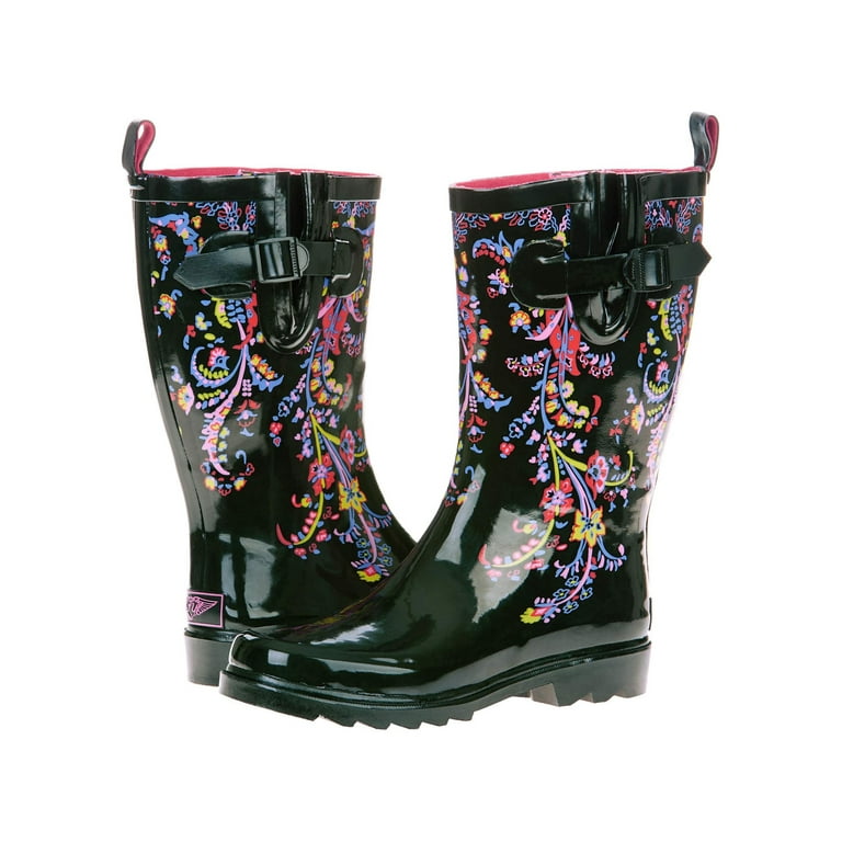 Forever Young Women s Floral Print Rain Boots Walmart