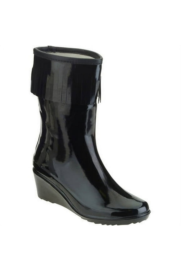 Women's Fringed Short Wedge Rain Boot