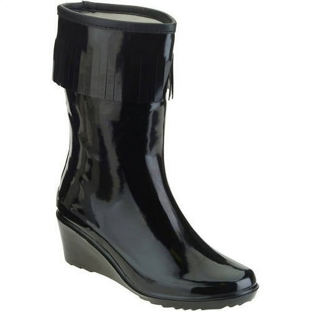 Forever Young Women's Fringed Short Wedge Rain Boot