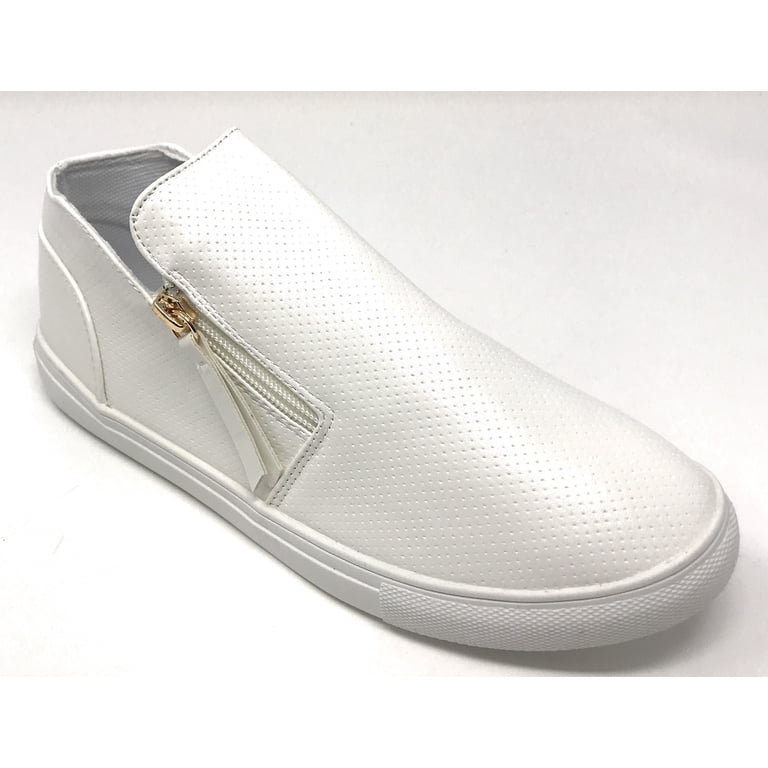 White Slip-On Perforated Rubber Shoes Amazon.com: TAYGUM Nurse Shoes for Women PU Stitching  main image 3
