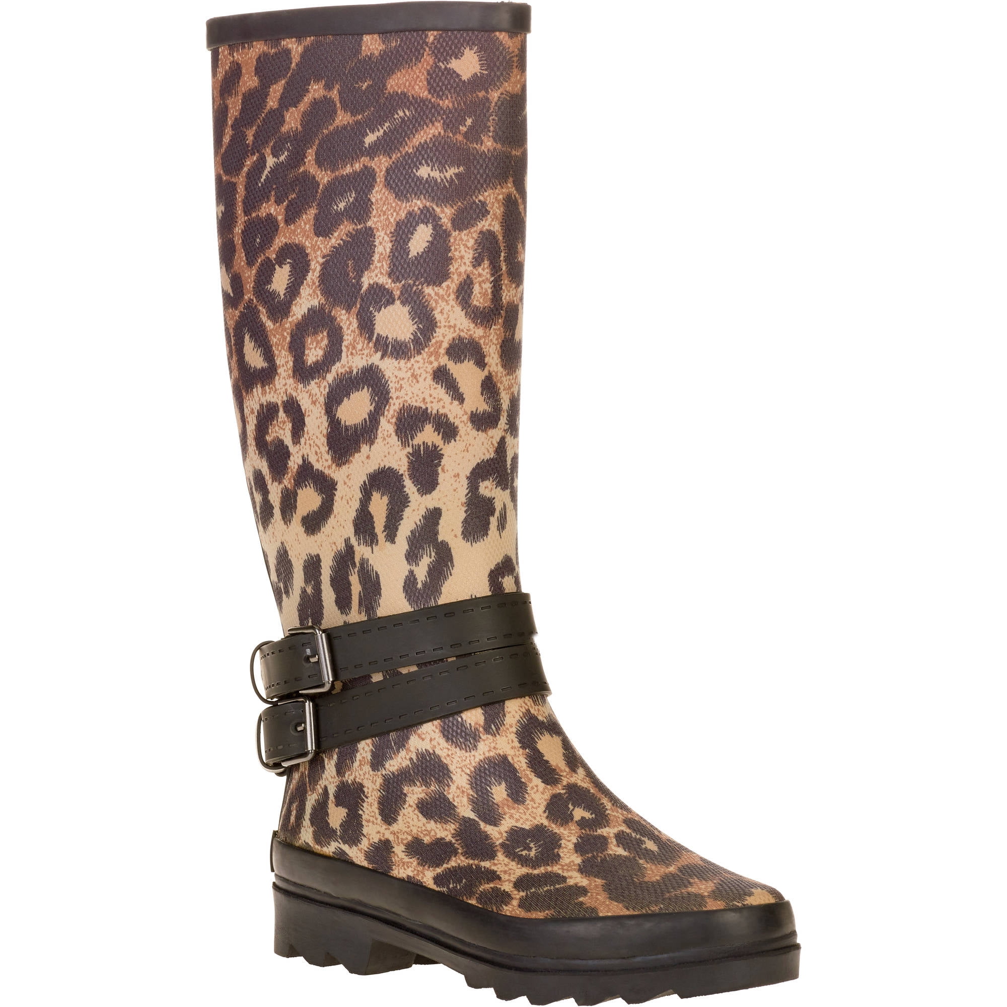 Forever Young Women's Leopard Print Couture Tall Rain Boot