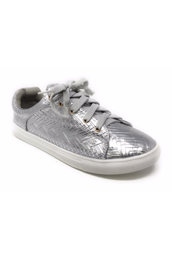 Women's Metallic Weaved Textured Lace up Sneakers