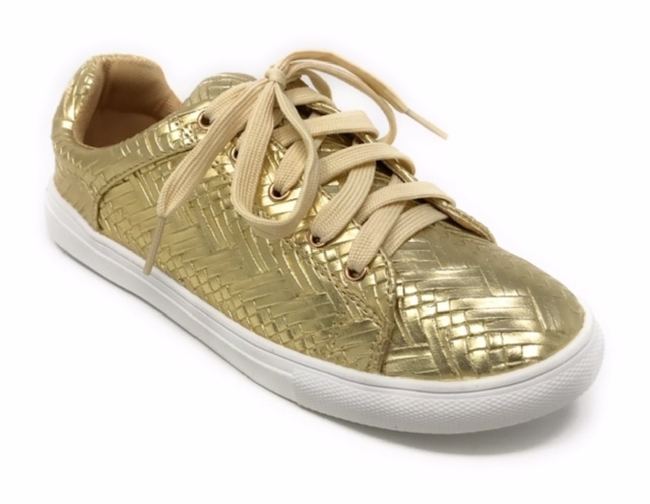 Forever Young Women's Metallic Weaved Textured Lace up Sneakers