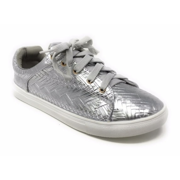 Forever Young Women's Metallic Weaved Textured Lace up Sneakers