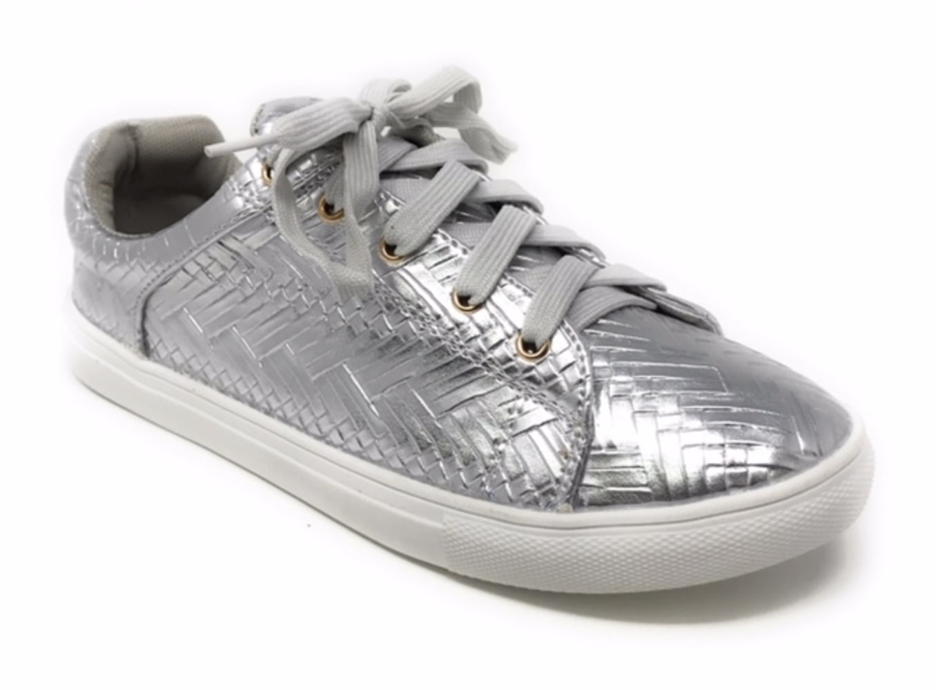 Forever Young Women's Metallic Weaved Textured Lace up Sneakers