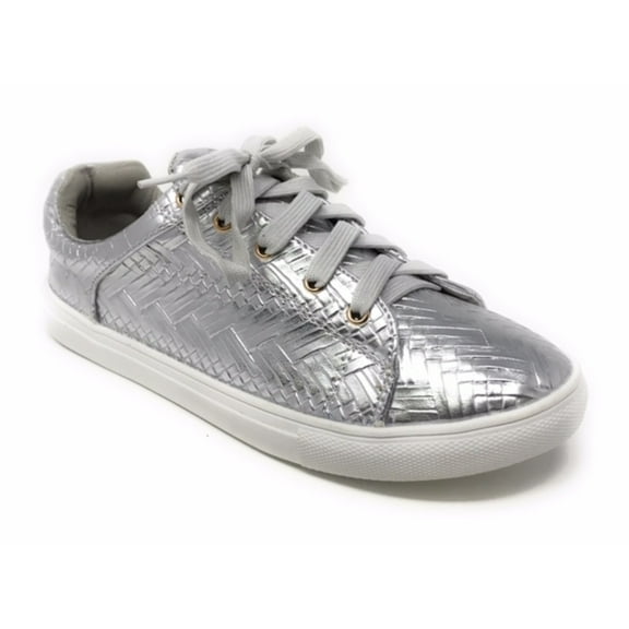 Forever Young Women's Metallic Weaved Textured Lace up Sneakers