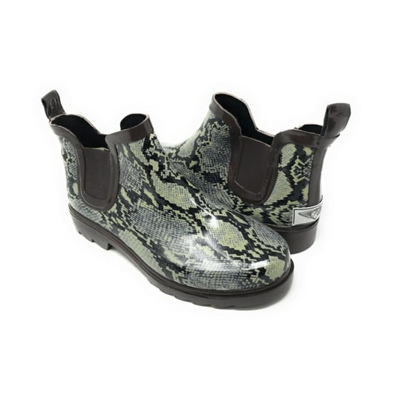 Forever Young Women's Pull Up Black and White Plaid Print Rain Boots