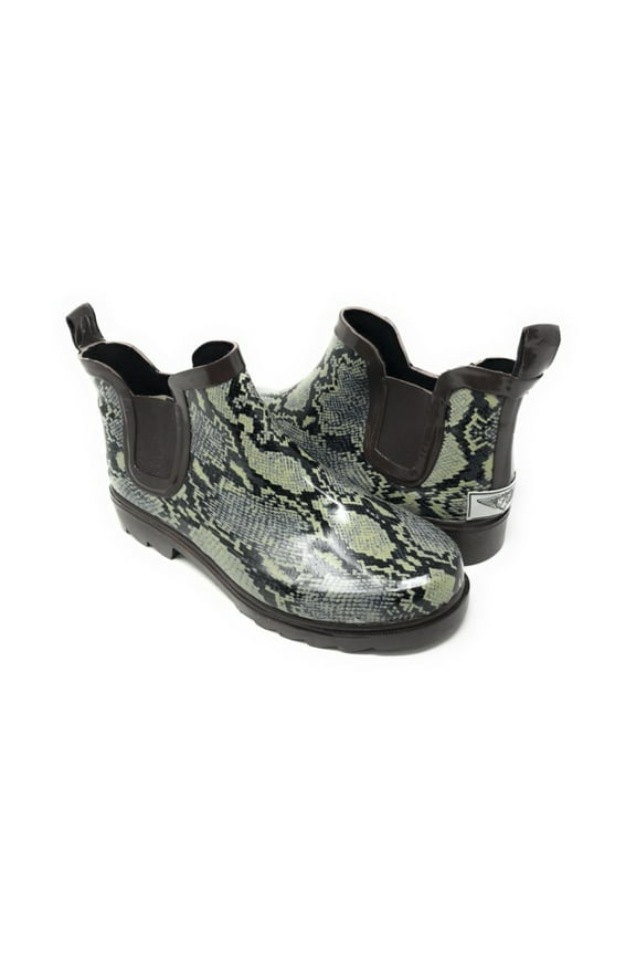 Women's Pull Up Black and White Plaid Print Rain Boots