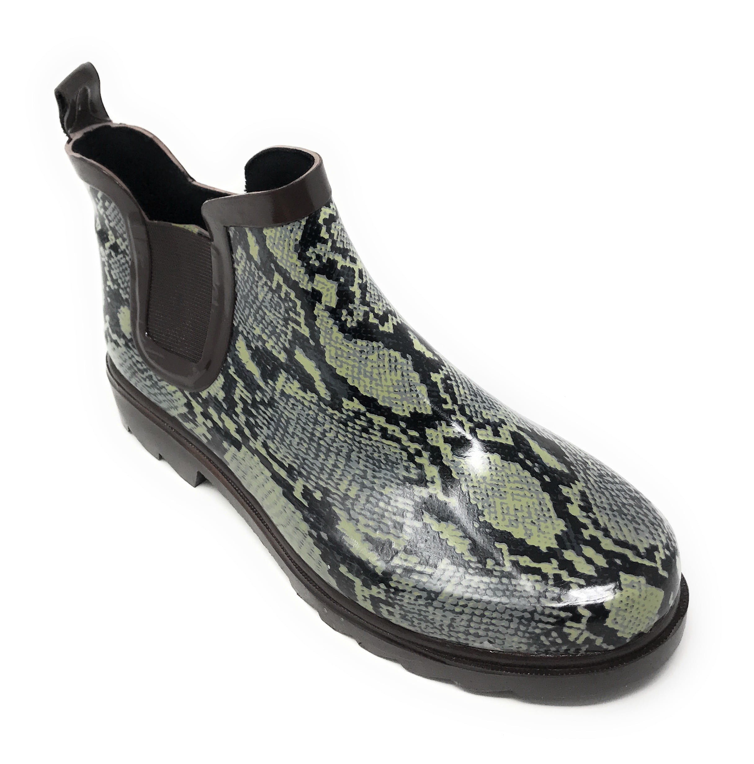 Forever Young Women's Pull Up Snake Skin Print Chelsea Rain Boots