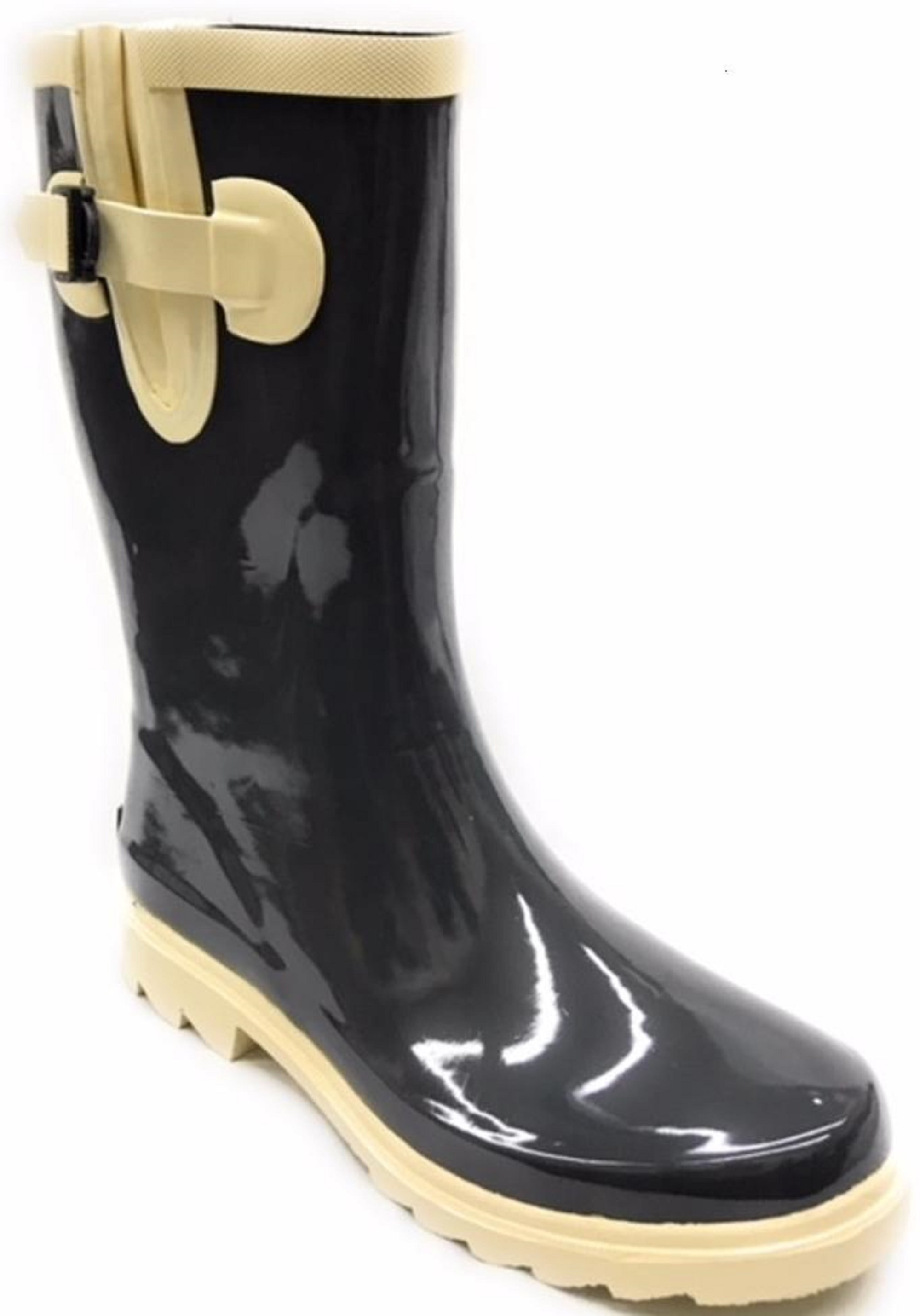 Forever Young Women's Rain Boots, Grey & Beige, Size 10