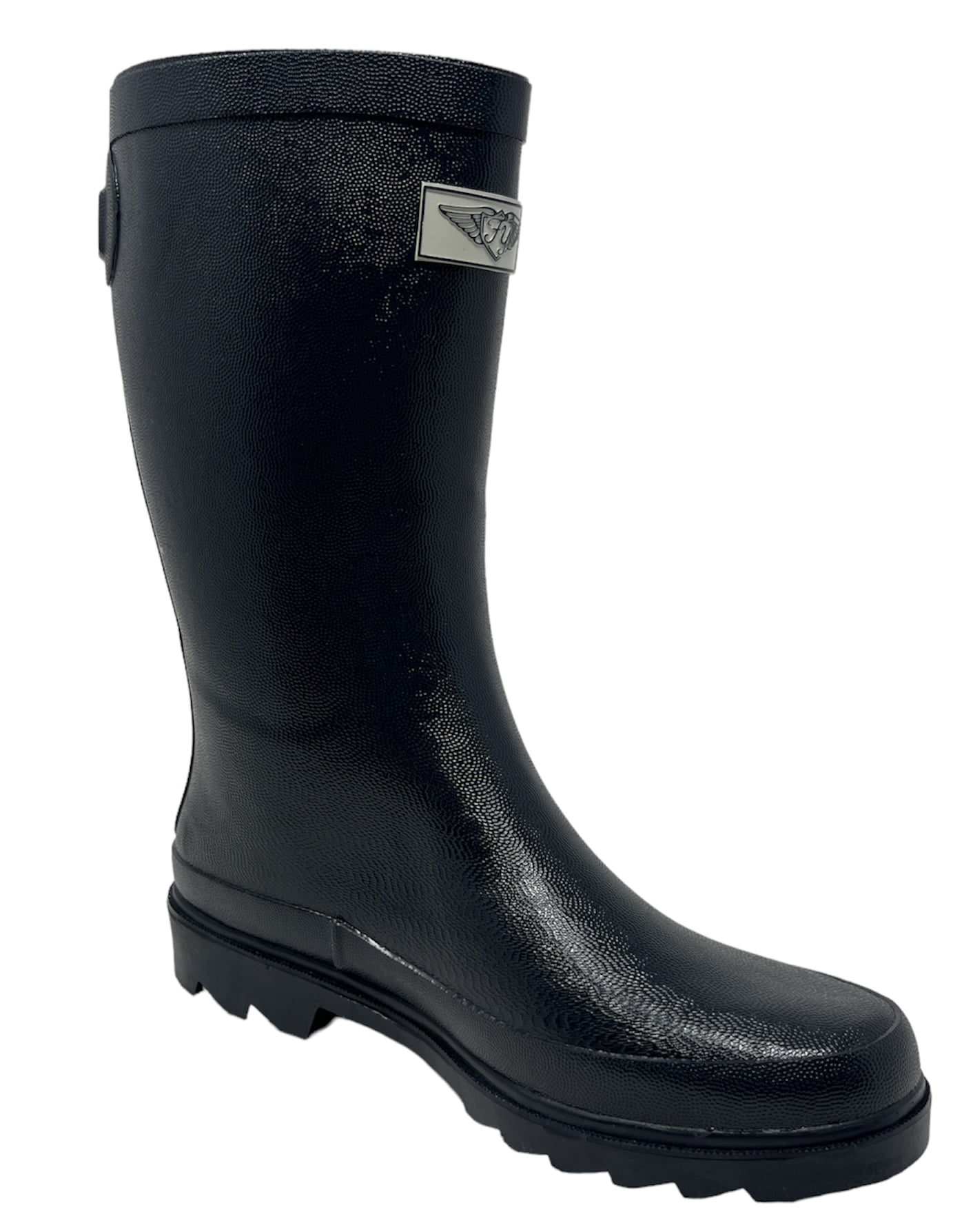 Forever Young Women's Short Shaft Mock Zipper Waterproof Rain Boo, Low Heel Round Toe Black, Navy