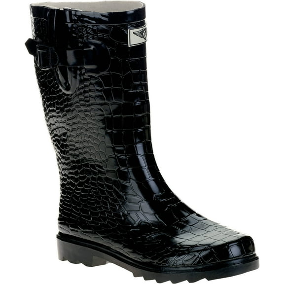 Forever Young Women's Short Shaft Rain Boots Croc Texture