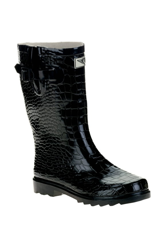 Women's Short Shaft Rain Boots Croc Texture