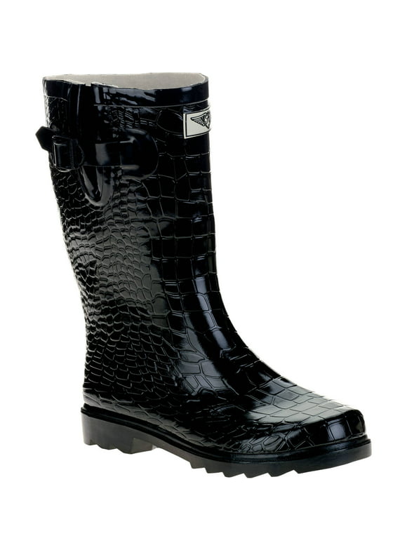 Forever Young Women's Short Shaft Rain Boots Croc Texture
